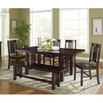 6-Piece Solid Wood Dining Set, Cappuccino