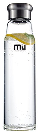 MIU COLOR 24.5 oz Glass Water Bottle - Eco-friendly Borosilicate Glass, BPA, PVC and Lead Free, Portable with Nylon Sleeve, for Outdoor, Running, Bike, Car, Yoga, Office