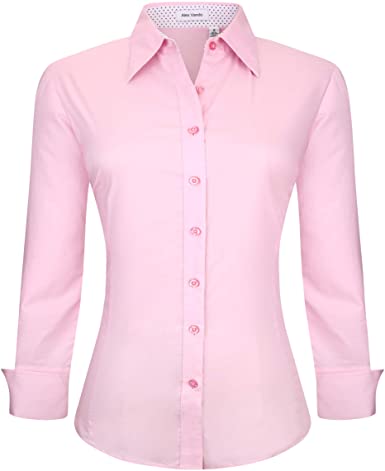 Alex Vando Womens Dress Shirts Regular Fit Long Sleeve Stretch Work Shirt