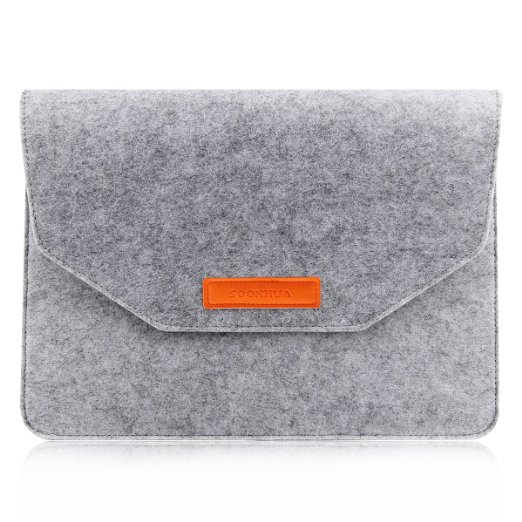SOONHUA 12 inch Apple New Macbook Ultrabook Carrying Case Sleeve Pouch Laptop Wool Felt Protector Cover Bag for Apple New Macbook with Retina Grey