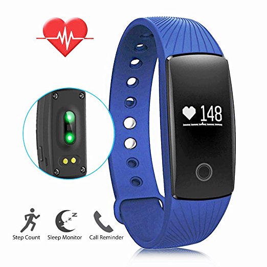 LENDOO ID107 Heart Rate Monitor, Bluetooth 4.0 Smart Bracelet Activity Fitness Tracker Sleep Monitor HR Wristband for Android & IOS Smart Phones as Unique Christmas Present