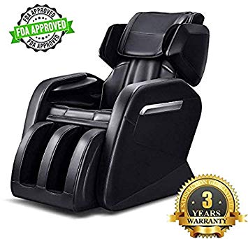 Massage Chair, WOVTE Affordable Electric Full Body Zero Gravity FAD Approved Shiatsu Massaging Chair Recliner with Heat, Foot Roller and Air Massage System for Home Office Use, Black