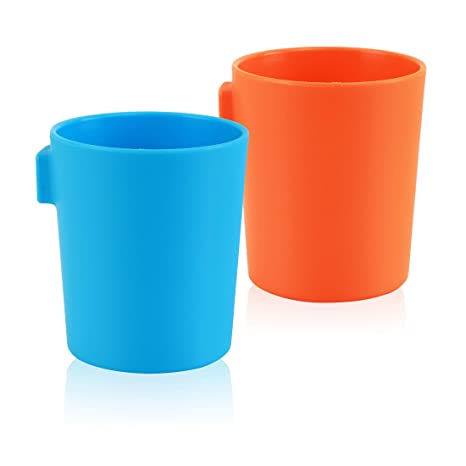 EZCUP Magnetic Hanging Fridge Cups for Kids Made in USA (Blue/Orange 2 Pack)