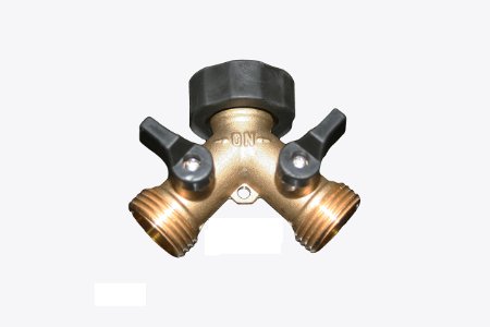 ABN 2 Way Solid Brass Y Valve Garden Hose Splitter Connector with Comfort Grip