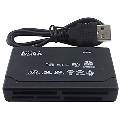 HDE 26-in-1 USB 2.0 All-In-One Flash Memory Card Reader Micro SD SDHC MMC XD SD (Black)
