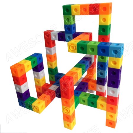 AWESOME Unlimited Creation Cubes 100 Piece Snap Cubes Mathlinks Cubes Unit Cubes Centimeter Cubes Math and Interlocking Building Set - Kids Safe Material! Lab Test Approved with ATC Certificate!