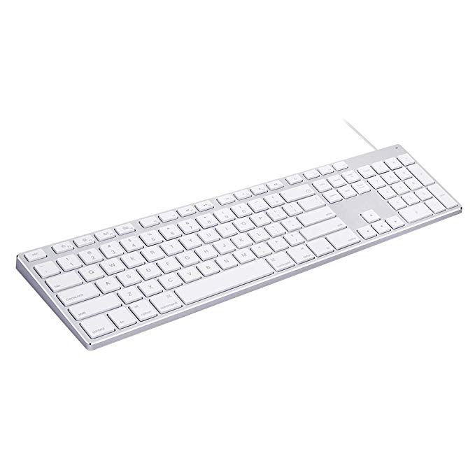 Aluminum USB Wired Keyboard with Numeric Keypad for Apple Mac Pro, Mini Mac, iMac, iMac Pro, MacBook Pro/Air