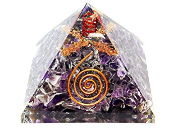 Orgone Pyramid (Amethyst with Copper-coiled Quartz Point)