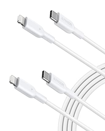 Anker USB C to Lightning Cable, Powerline II [6ft, 2-Pack, MFi Certified] Extra Long Charging Cord for iPhone 13 13 Pro 12 Pro Max 12 11 X XS XR 8 Plus, AirPods Pro, Supports Power Delivery (White)