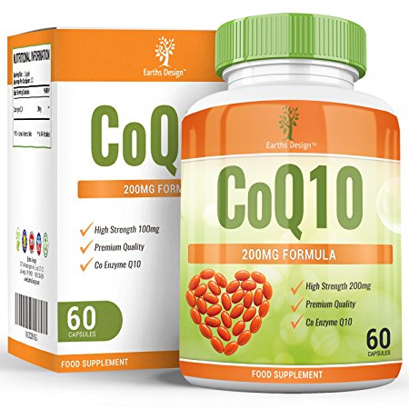 COQ10 200mg, Coenzyme Q10 Supports Your Cardiovascular System, Boosts Your Immune System, Provides Pain Relief and Combats Exercise Fatigue - 60 Coenzyme Q10 Capsules