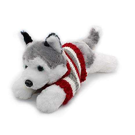 Vintoys Siberian Husky In Red T Shirt Lying Plush Puppies Stuffed Animals Dogs Plush Toy 16"