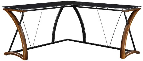 Whalen Furniture JCS110605-D Newport WoodGlass L-Shaped Desk