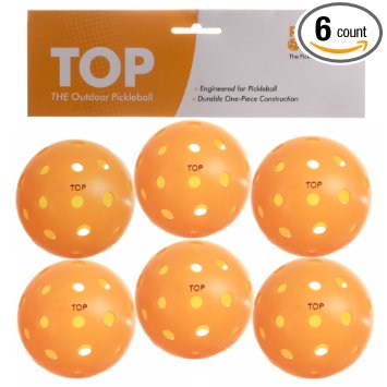 TOP ball (The Outdoor Pickleball)-ORANGE 6-pack