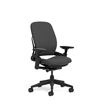 Steelcase Leap Task Chair: Black Base - 4D Adjustable Arms - No Headrest - Standard Carpet Casters