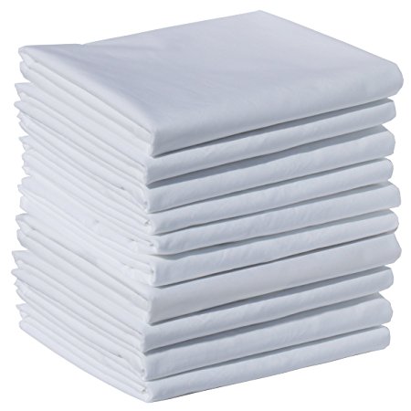 White Queen 2" Hems Pack of 10 Pillowcases - 100% Brushed Microfiber - 21x36 (fits 20x28, 20x30)