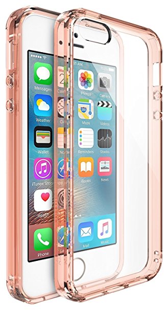 iPhone SE / 5S / 5 Case, Ringke [FUSION] Crystal Clear PC Back TPU Bumper [Drop Protection/Shock Absorption Technology] for Apple iPhone SE 2016 / 5S 2013 / 5 2012 - Rose Gold Crystal