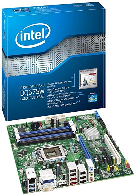 Boxed Intel Desktop Board Executive Series Micro-ATX form factor for 2nd Gen Intel Core Family Processors BOXDQ67SWB3