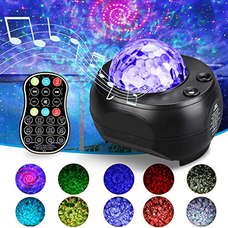 Night Light Projector, Galaxy Projector Light Starry Star Night Light Built-in Bluetooth Speaker, Ocean Wave Light with Remote Control 32 Colors Mode Changing for Kids Adults Gifts Room Home Decor