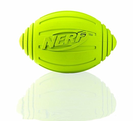 Nerf Dog Ridged Squeaker Football 7-Inch Green New