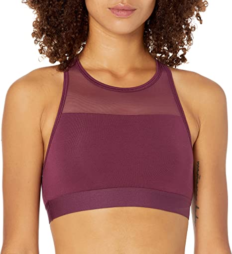 Mae Women's Standard Hi Neck Crossback Mesh Modal Matte Elastic Bralette