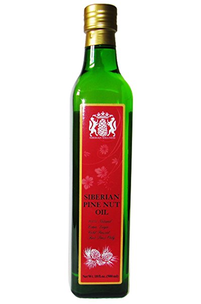 PINE NUT OIL - 17.5 oz/500ml. First Grade, Authentic and 100% Natural, Extra Virgin, Unfiltered, First Press Only, Cold-pressed. Pressed from Wild Harvested, Organic, Raw Pine Nuts.