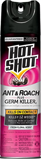 Hot Shot Ant & Roach Plus Germ Killer, Fresh Floral Scent Aerosol, 17.5-Ounce, 6-Pack