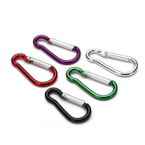 BRCbeads Top Quality Gourd Shape Assorted Colors5 colors Aluminum Carabiner 45mm1 45 inch Long 5pcs per Bag- Suitable for CampingHikingFishingTracveling