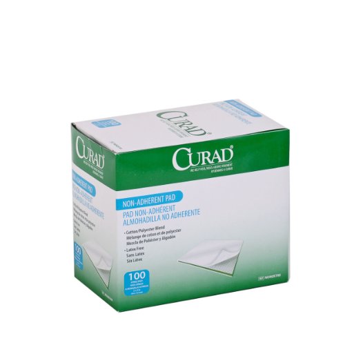 Curad Sterile Nonadherent Pad, Soft, Perforated, Absorbent, Cotton/Polyester, 2" x 3", Sterile, 100 Pads