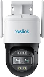 Reolink 4K PTZ Camara Vigilancia WiFi Exterior con Doble Lente, Visión de 360°, Seguimiento Automático, Detección de Personas/Vehículos/Animales, Zoom 6X, Visión Nocturna en Color, TrackMix WiFi