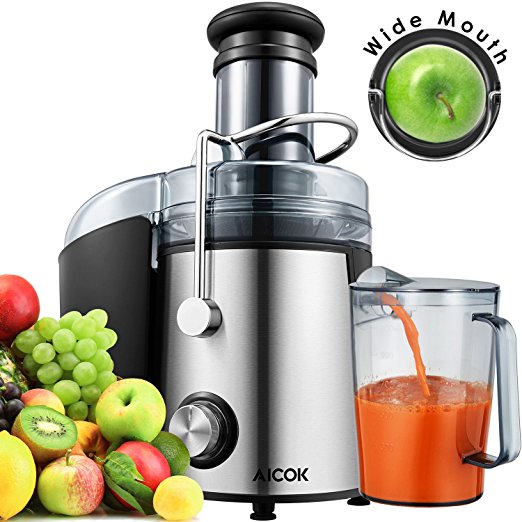 Juicer 1000 Watt [2018 Upgrade] Aicok Wide Mouth 76MM Juice Extractor Centrifugal Juicer Machine Whole Fruit and Vegetable Juicer with Juice Jug and Cleaning Brush,Anti-drip Function