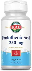 Kal 250 Mg Pantothenic Acid Tablets, 100 Count