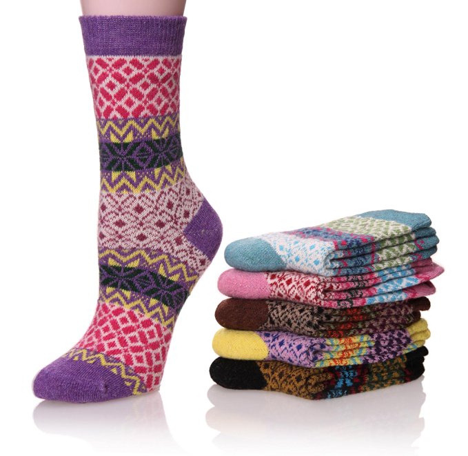 ProEtrade Women Wool Thick Winter Socks - 5 Pairs Warm Crew Socks
