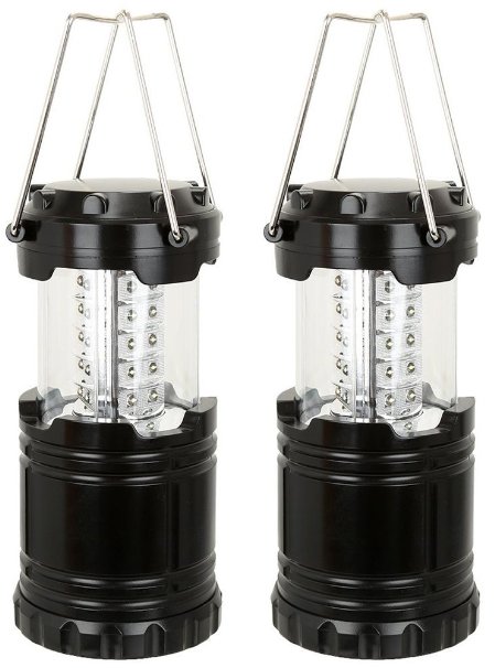 Everyday Essentials 2 Pack Ultra Bright LED Collapsible Water Resistant Camping Lantern Flashlights [NEWEST VERSION]