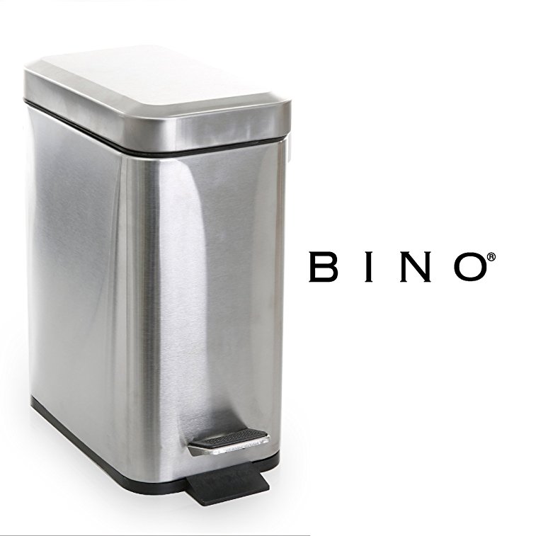 BINO Stainless Steel 1.3 Gallon / 5 Liter Rectangle Step Trash Can, Brushed Steel