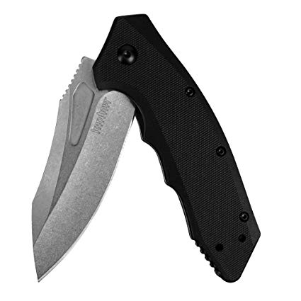 Kershaw Flitch Pocket Knife (3930) Modified Drop Point Blade Features SpeedSafe Assisted Opening, Reversible Deep Carry Pocket Clip, Glass-Filled Nylon Handle and Sturdy Liner Lock for Safety; 4.7 oz