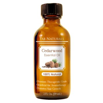 Premium Cedarwood Essential Oil by Fab Naturals, 100% Pure Texas Cedarwood Oil for hair, fleas, dogs, bug repellent - Big 2 Oz.