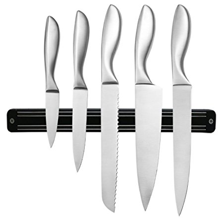 BGT Stainless Steel Kitchen knife Set 3.5 5 8 Inch Japanese Chef Kitchen Knives Set for Cooking Tool with Magnetic Knife Holder (001, Silver&Black)