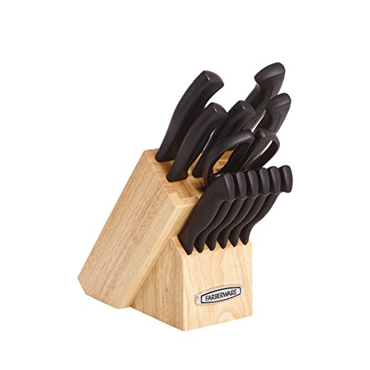 Farberware Knife Armor Dishwasher Safe 13-Piece Knife Block Set, Black