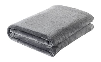 BERRNOUR HOME Silky Touch Blanket Velvet Plush Throw, 49" W x 61" L, Grey
