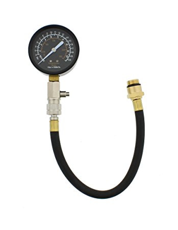 ABN Compression Tester Gauge - Engine Diagnostics, 14 and 18 mm Adapters, Up to 300 PSI, Easy to Read, Dual Calibrated Scale