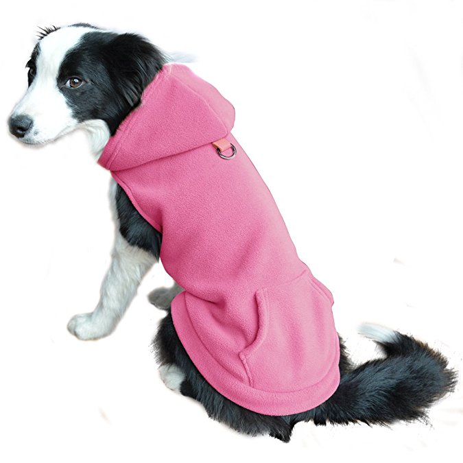 Fleece Dog Hoodies with Pocket, Cold Weather Spring Vest Sweatshirt with O-Ring