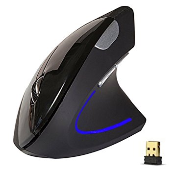 Vertical Ergonomic Mouse, Futura 2.4G Wireless USB Optical Mouse with Adjustable DPI (800 / 1200 / 1600) for Laptop / PC / Tablet- Black