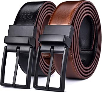 Beltox Fine Men's Dress Belt Leather Reversible 1.25" Wide Rotated Buckle Gift Box …