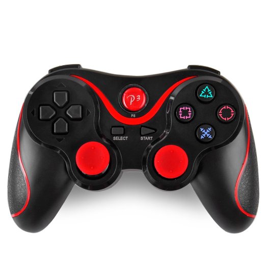 TNP PS3 Gaming Controller - Wireless Bluetooth 6 Axis Game Controller Gampad Joypad Joystick Console with Charging Cable for Sony Playstation 3 PS3 BlackRed Playstation 3