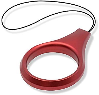 ELECOM-Japan Brand- Smartphone Ring Strap Large Size Aluminium Type Inner Diameter 22mm Red P-STFALRD