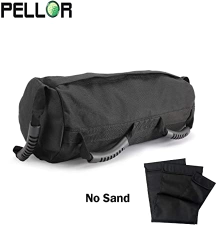 PELLOR Fitness Weights Sandbags, Training Exercise Dynamic Load Heavy Duty Workout Gym Sandbag for Functional Strength Training Exercises (Black (10-60lbs))