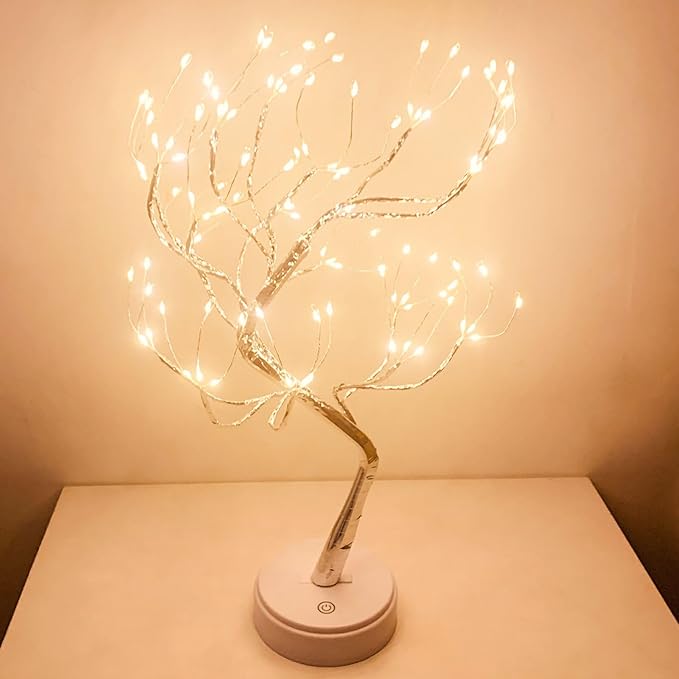 LED Tree Light, XVZ 108 LED Indoor Mood Light USB Cable or Battery Operated 2 Light Modes Christmas Tree Lighting for Living Room, Office, Dining Room Decoration (Warm White)