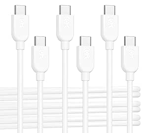 Cable Matters 3-Pack Extreme Flexible USB C Charging Cable 6ft in White, Support 60W PD, Apple CarPlay, Android Auto, USB C to USB C Cable for iPhone 15/15 Pro/15 Plus/15 Pro Max, iPad, Galaxy S23