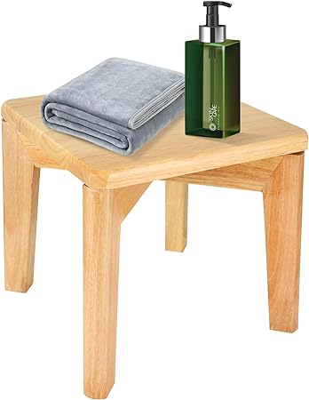 Wooden Stool, 10 inch Small Wood Stool, Wooden Stool for Kids, Wood Step Stool for Adults, Bedroom, Living Room and Kitchen