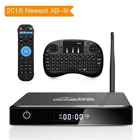 Android 7.1 TV Box, 2018 GooBang Doo XB-III Android TV Box with 2GB RAM 16GB ROM Amlogic Quad Core A53 Processor 64 Bits 4K Playing, Bluetooth 4.0, with Mini Keyboard